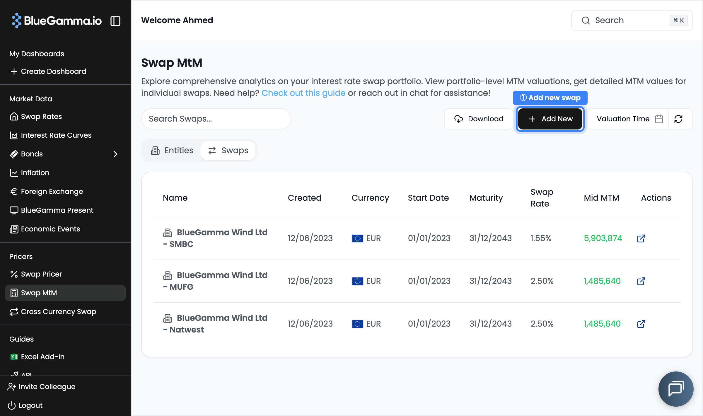 Mark-to-market calculator